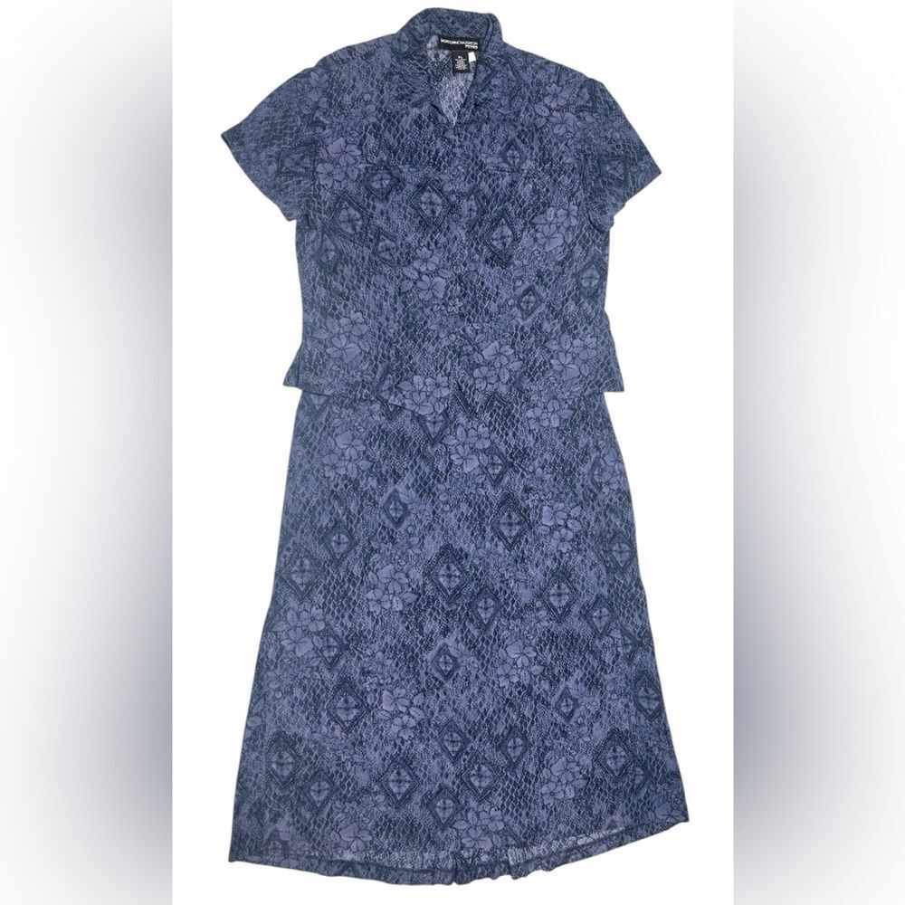 Vintage 2 piece Norton McNaughton Petite Blue Dress Set Cottagecore 90s Vintage